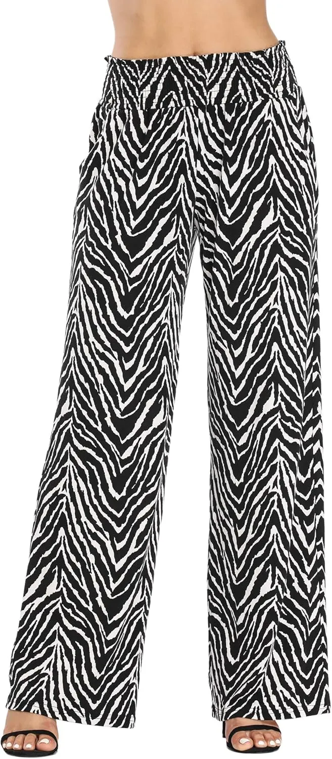 Urban CoCo Women's Boho Palazzo Pants Wide Leg Beach Pants High Waisted Lounge Pants with Pockets