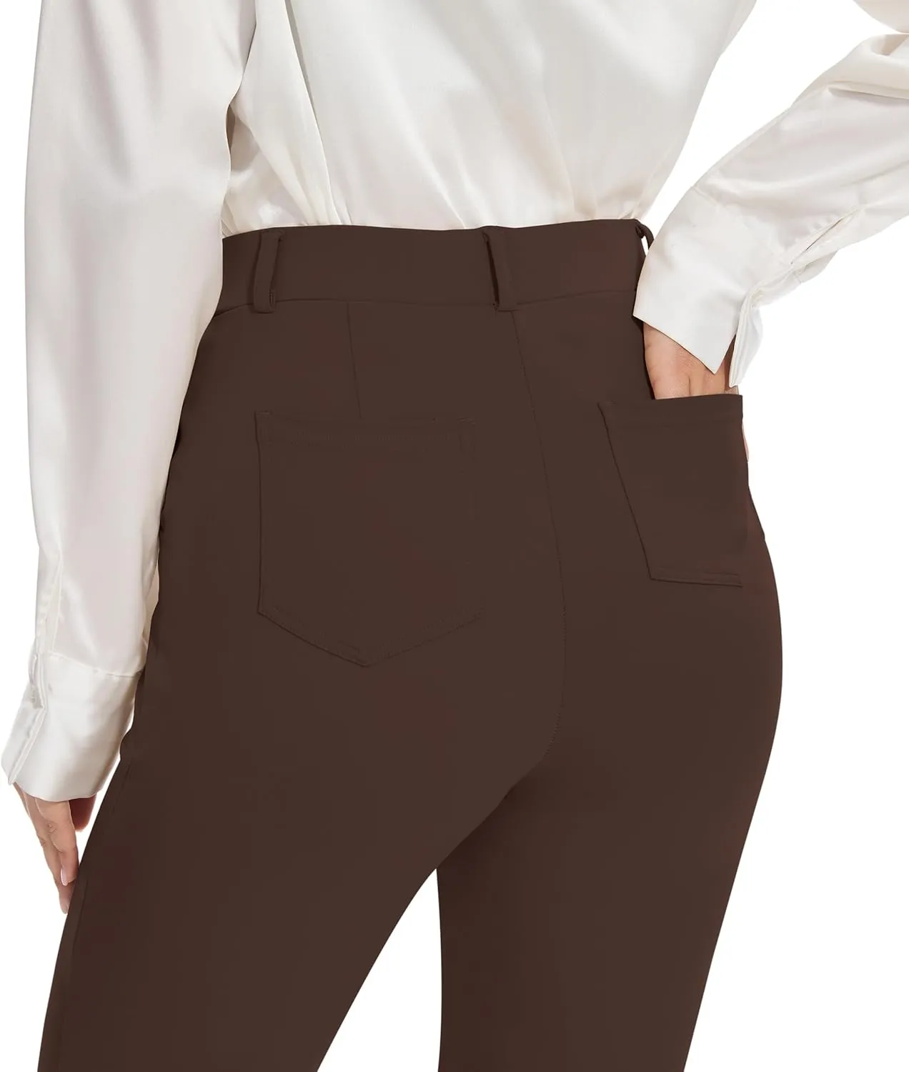 VIMPEP Womens 2024 Fall Stretchy Yoga Dress Pants High Rise Straight Leg with Pockets Casual Petite/Regular 1202