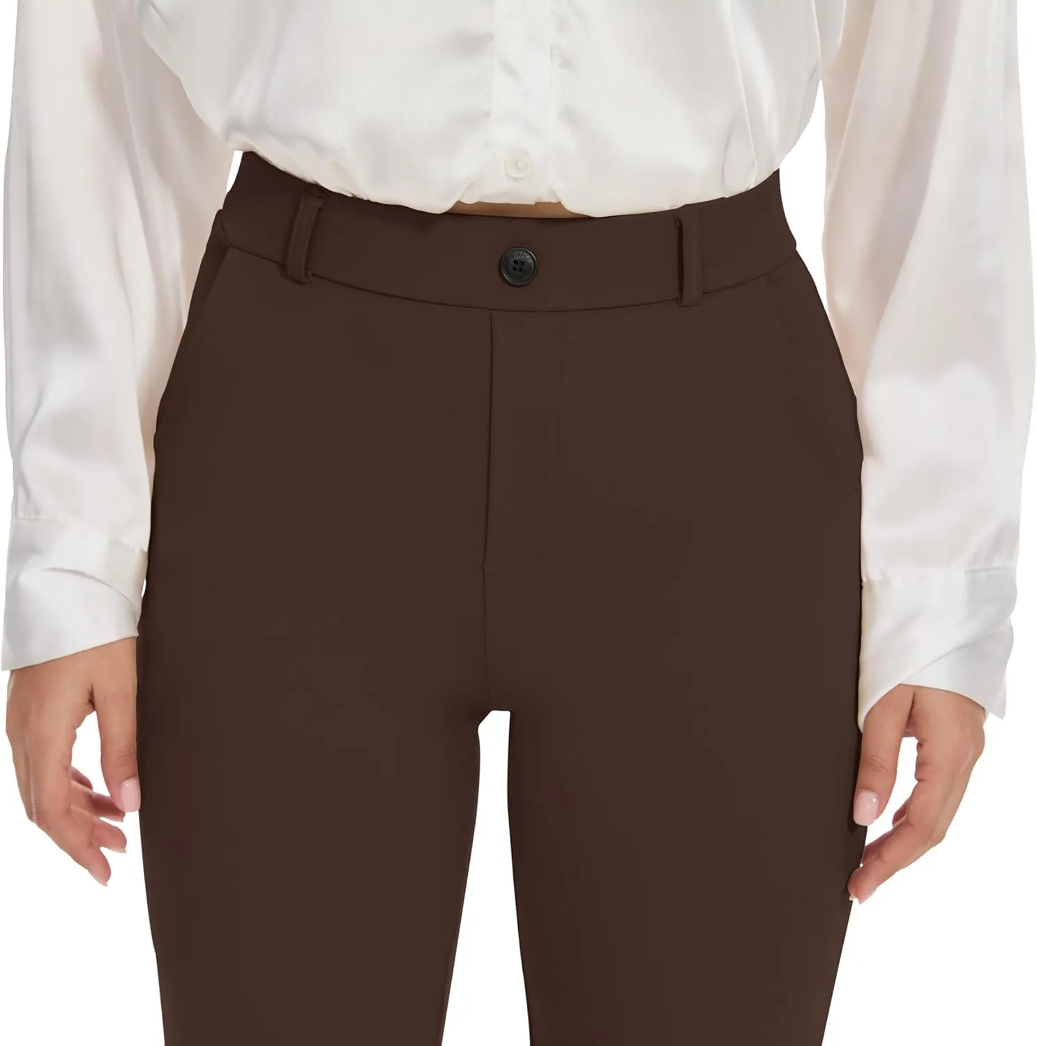 VIMPEP Womens 2024 Fall Stretchy Yoga Dress Pants High Rise Straight Leg with Pockets Casual Petite/Regular 1202