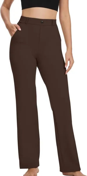 VIMPEP Womens 2024 Fall Stretchy Yoga Dress Pants High Rise Straight Leg with Pockets Casual Petite/Regular 1202