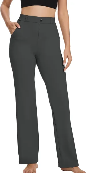 VIMPEP Womens 2024 Fall Stretchy Yoga Dress Pants High Rise Straight Leg with Pockets Casual Petite/Regular 1202