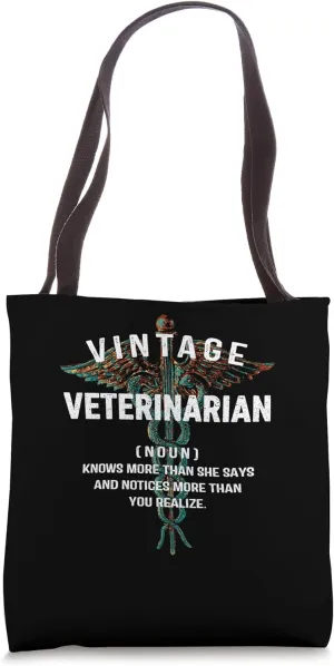 Vintage Veterinarian Vet Tech Retro Veterinary Groovy Tote Bag