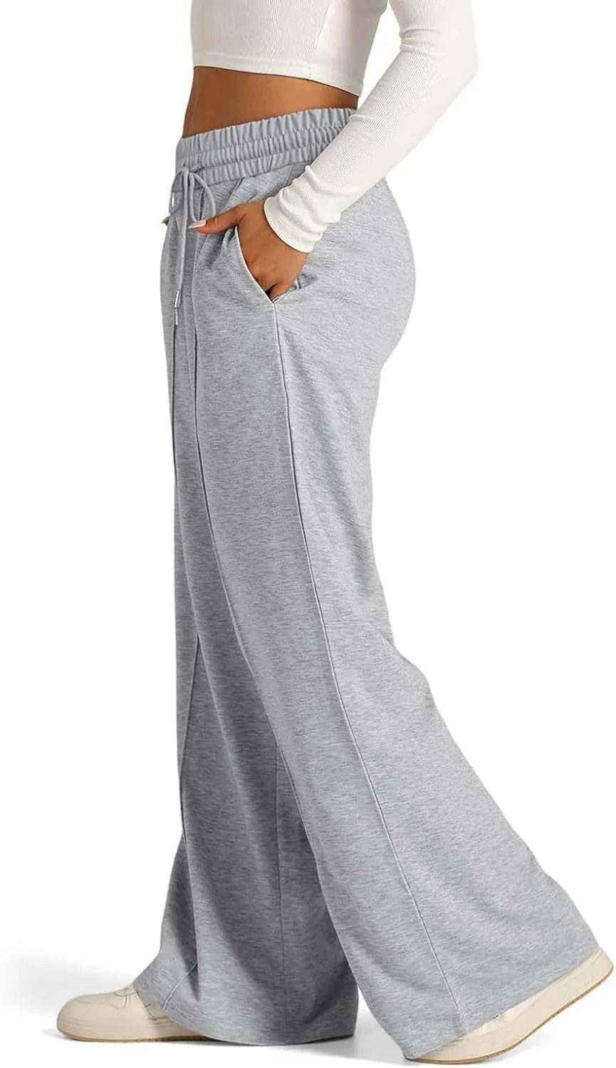Wide Leg Sweatpants Women Drawstring High Waisted Joggers Casual Y2k Trouser Sweat Palazzo Pants with Pockets