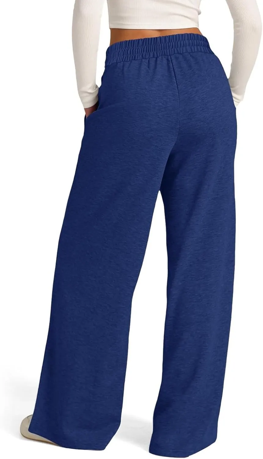 Wide Leg Sweatpants Women Drawstring High Waisted Joggers Casual Y2k Trouser Sweat Palazzo Pants with Pockets