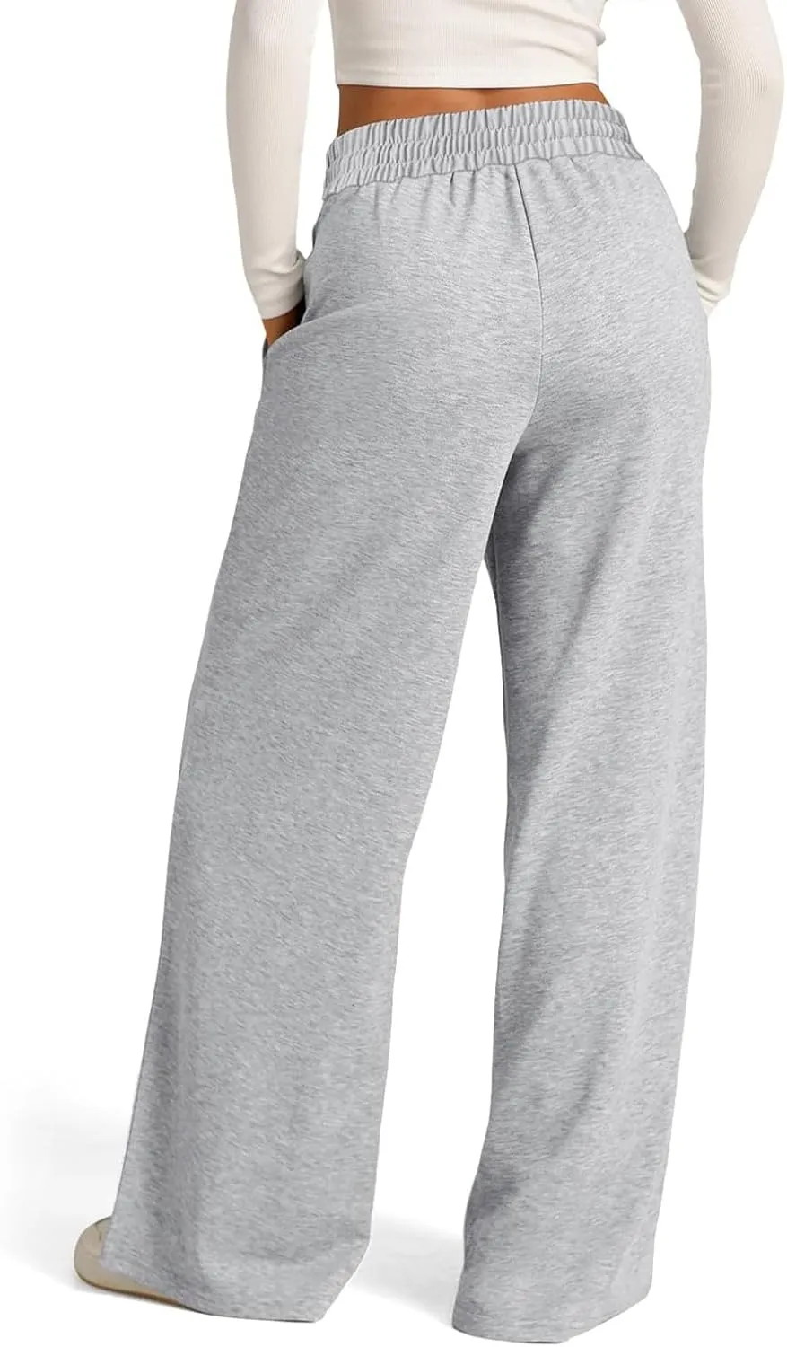 Wide Leg Sweatpants Women Drawstring High Waisted Joggers Casual Y2k Trouser Sweat Palazzo Pants with Pockets
