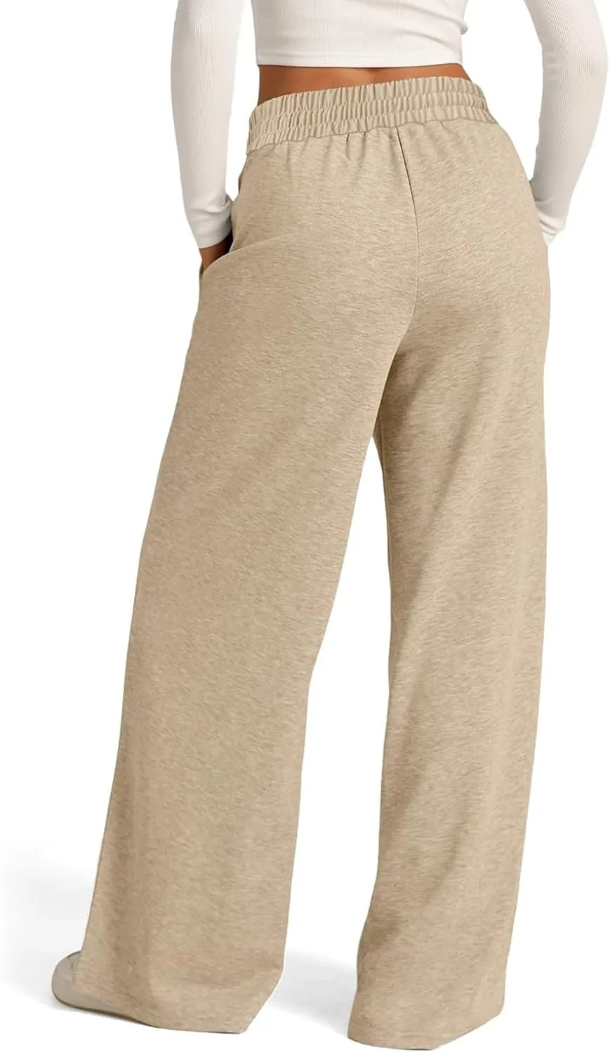 Wide Leg Sweatpants Women Drawstring High Waisted Joggers Casual Y2k Trouser Sweat Palazzo Pants with Pockets