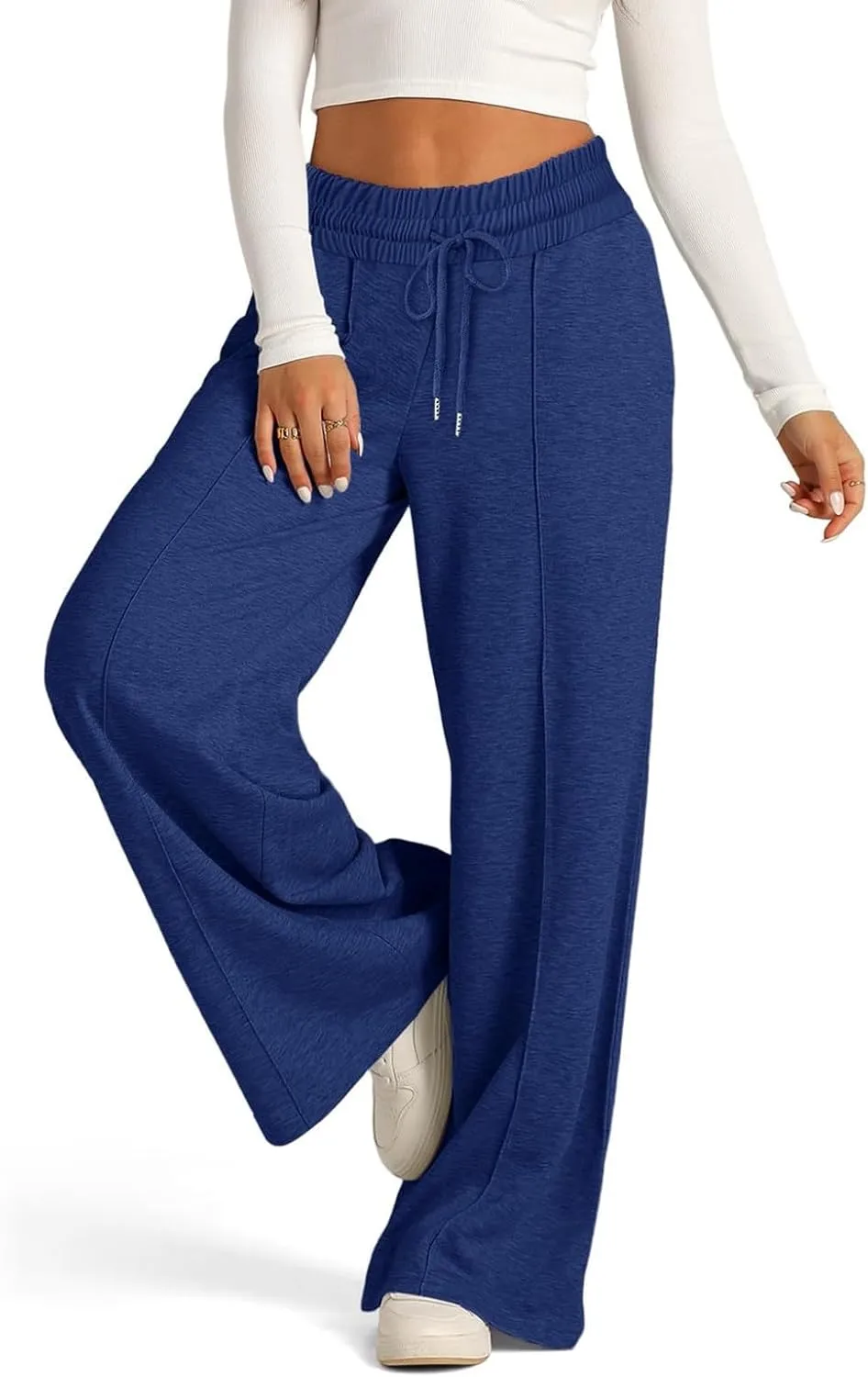Wide Leg Sweatpants Women Drawstring High Waisted Joggers Casual Y2k Trouser Sweat Palazzo Pants with Pockets