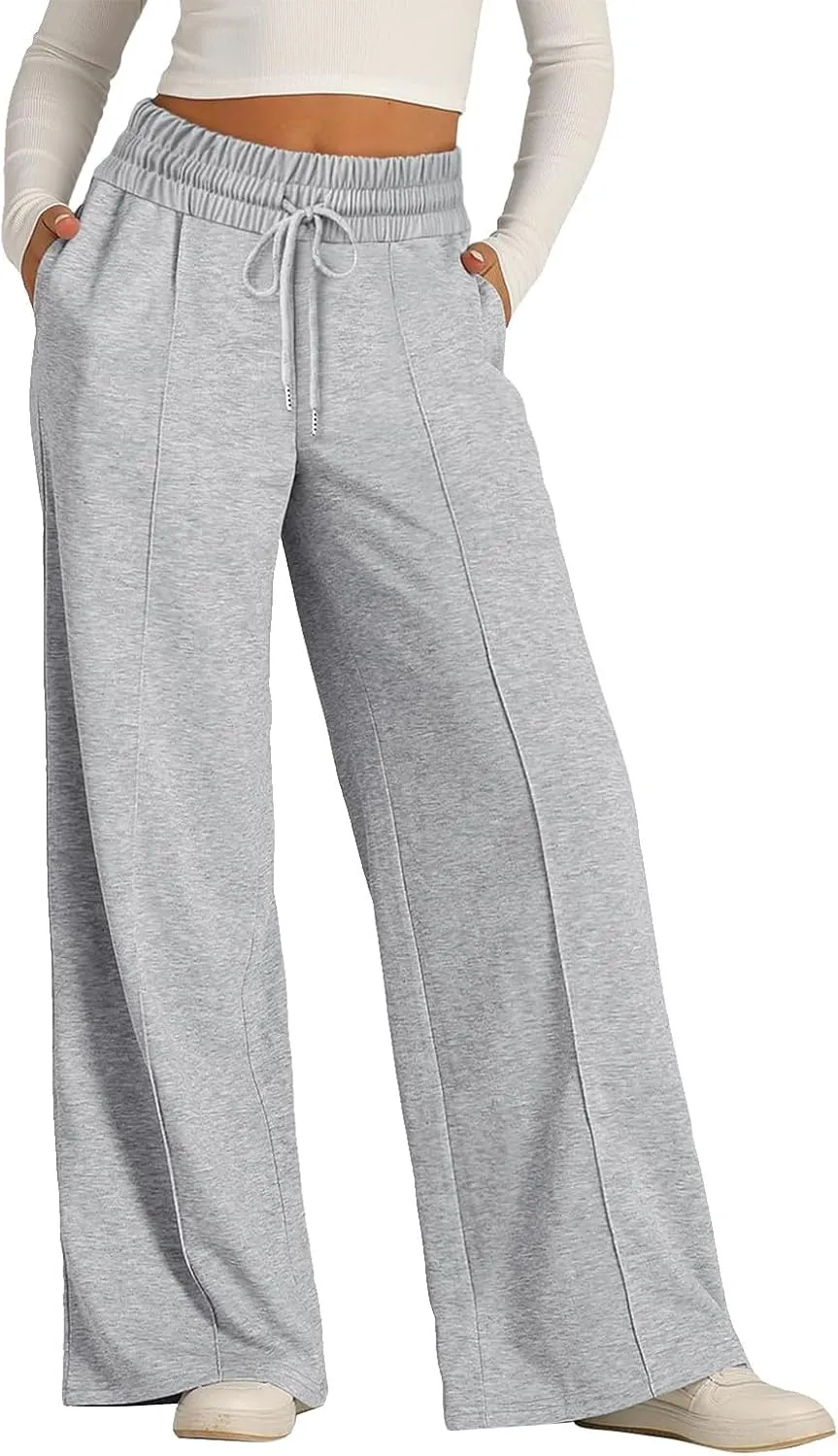 Wide Leg Sweatpants Women Drawstring High Waisted Joggers Casual Y2k Trouser Sweat Palazzo Pants with Pockets