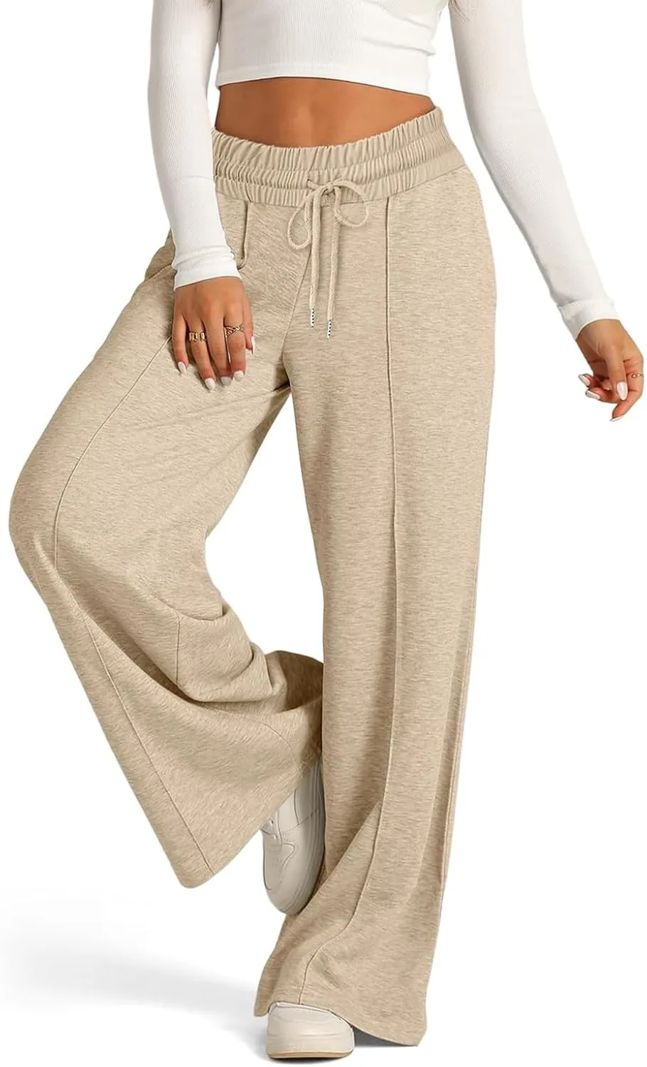 Wide Leg Sweatpants Women Drawstring High Waisted Joggers Casual Y2k Trouser Sweat Palazzo Pants with Pockets
