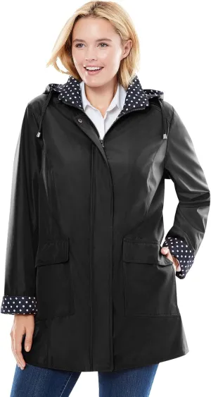 Woman Within Plus Size Dot Trim Raincoat