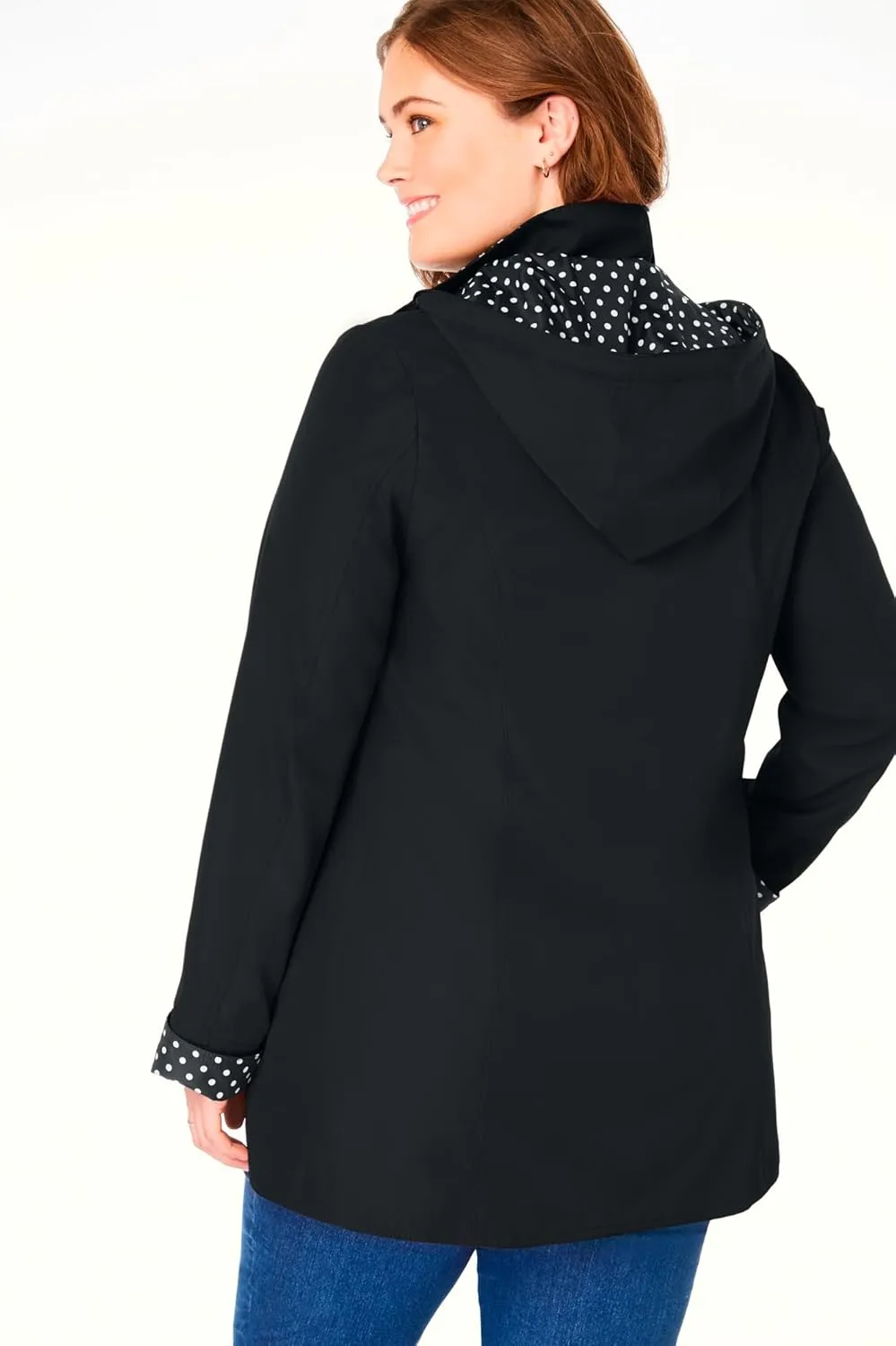 Woman Within Plus Size Dot Trim Raincoat