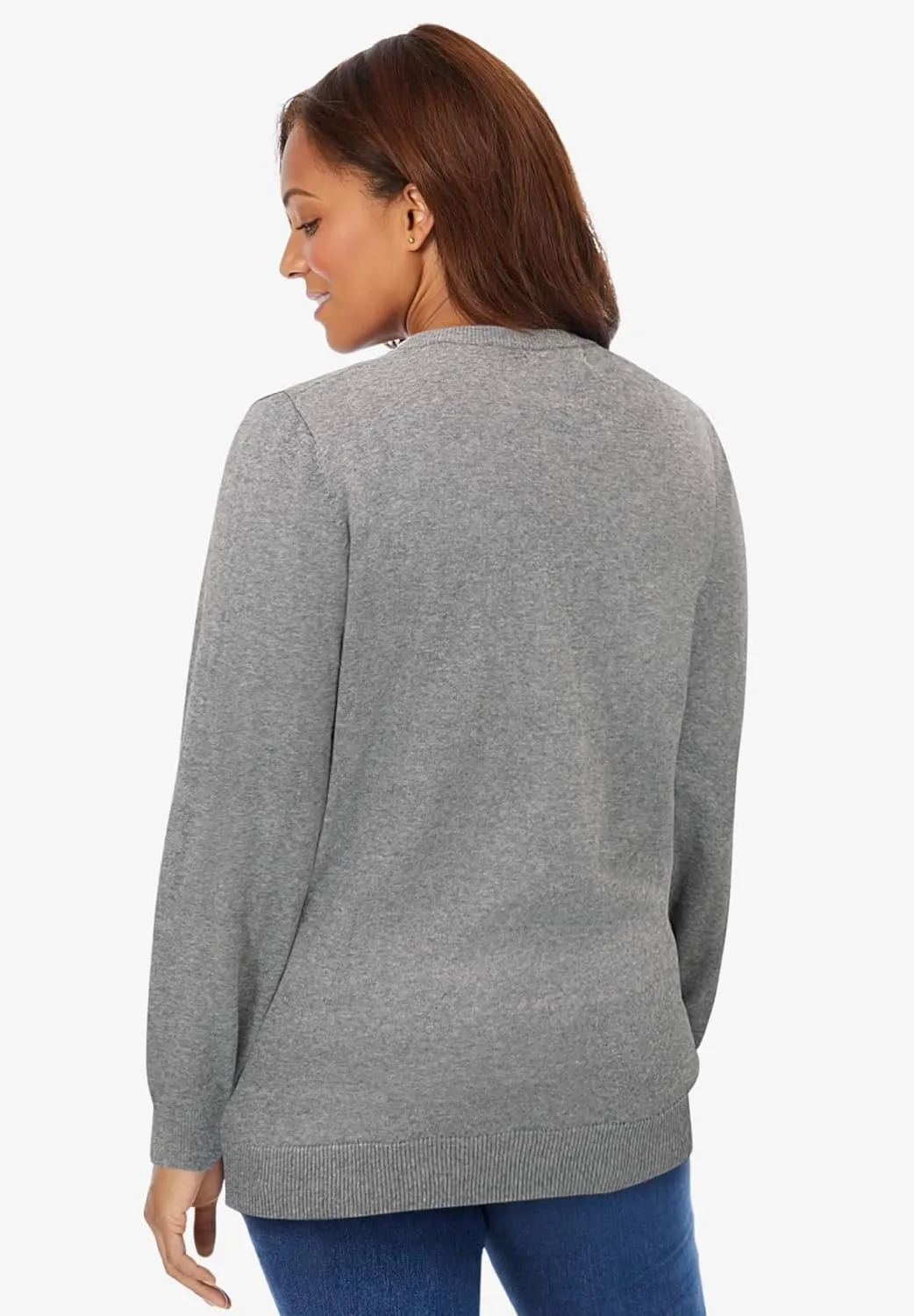 Woman Within Plus Size Perfect Long-Sleeve Cardigan