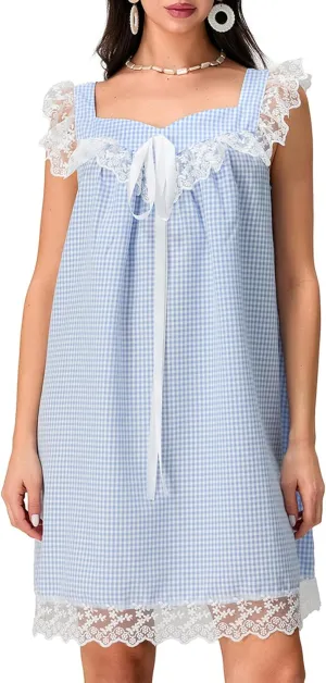 Women Bow Tie Up Sleeveless Short Dress Cute Pleated Ruffle Hem Flowy Mini Dress Summer Floral Print Tank Dresses
