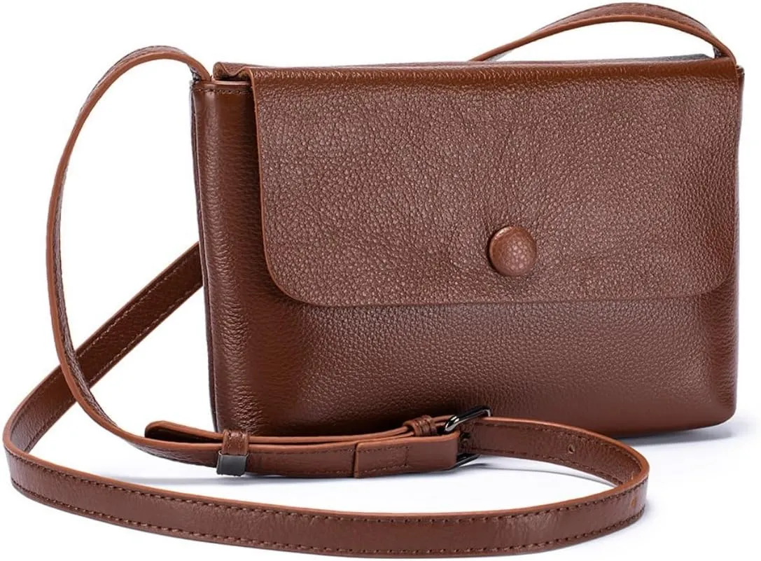 Women Crossbody Cowhide Leather Small Shoulder Flap Messenger Casual Geniune Leather Handbag