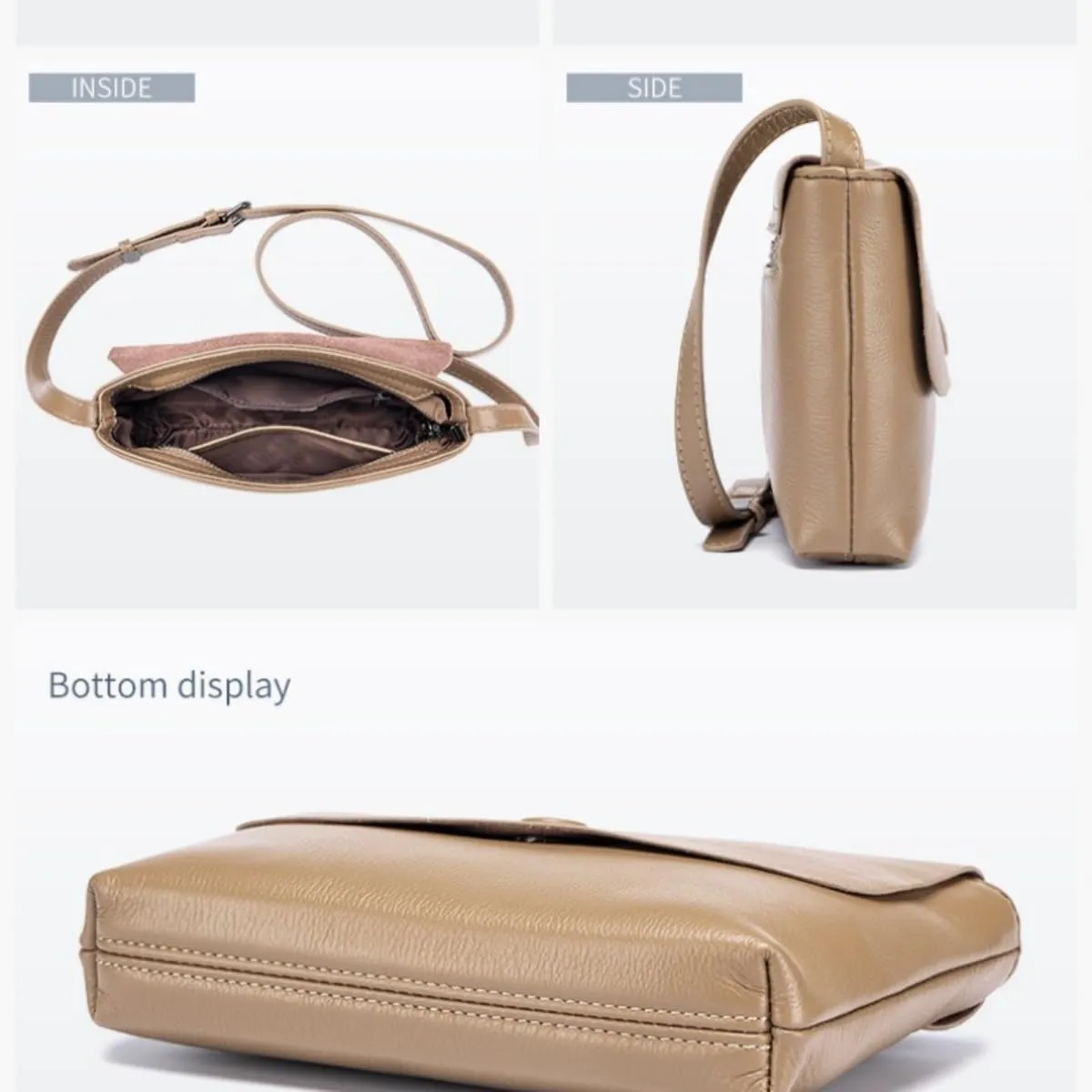 Women Crossbody Cowhide Leather Small Shoulder Flap Messenger Casual Geniune Leather Handbag