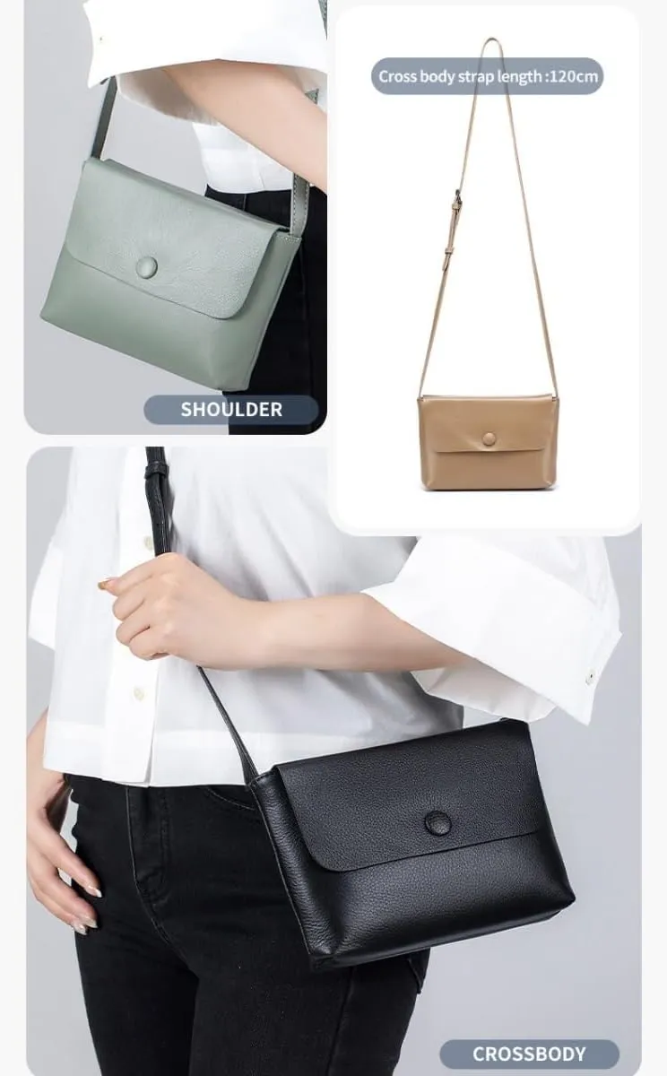 Women Crossbody Cowhide Leather Small Shoulder Flap Messenger Casual Geniune Leather Handbag
