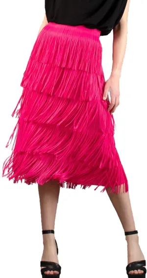 Women Fringe Skirt Elastic Waist Tiered Tassel Bodycon Midi Pencil Skirts for Night-Out Party Daily