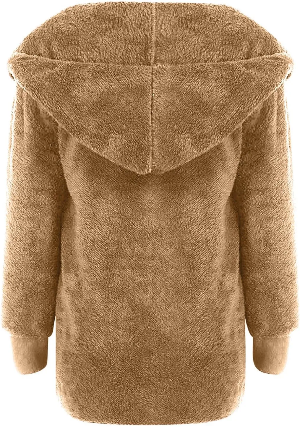 Women Hooded Cardigan Solid Oversized Open Front Hoodies Fleece Fuzzy Jacket 2024 Winter Warm Sherpa Coat With Pocket