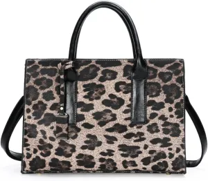 Women Leopard Print Handbag Top Handle Handbag Shoulder Bag Messenger Bag Large Capacity Handbags