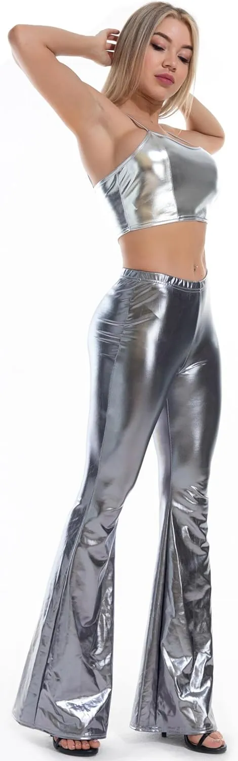 Women Leopard Snakeskin Print High Waist Casual Wide Leg Long Palazzo Pants Trousers