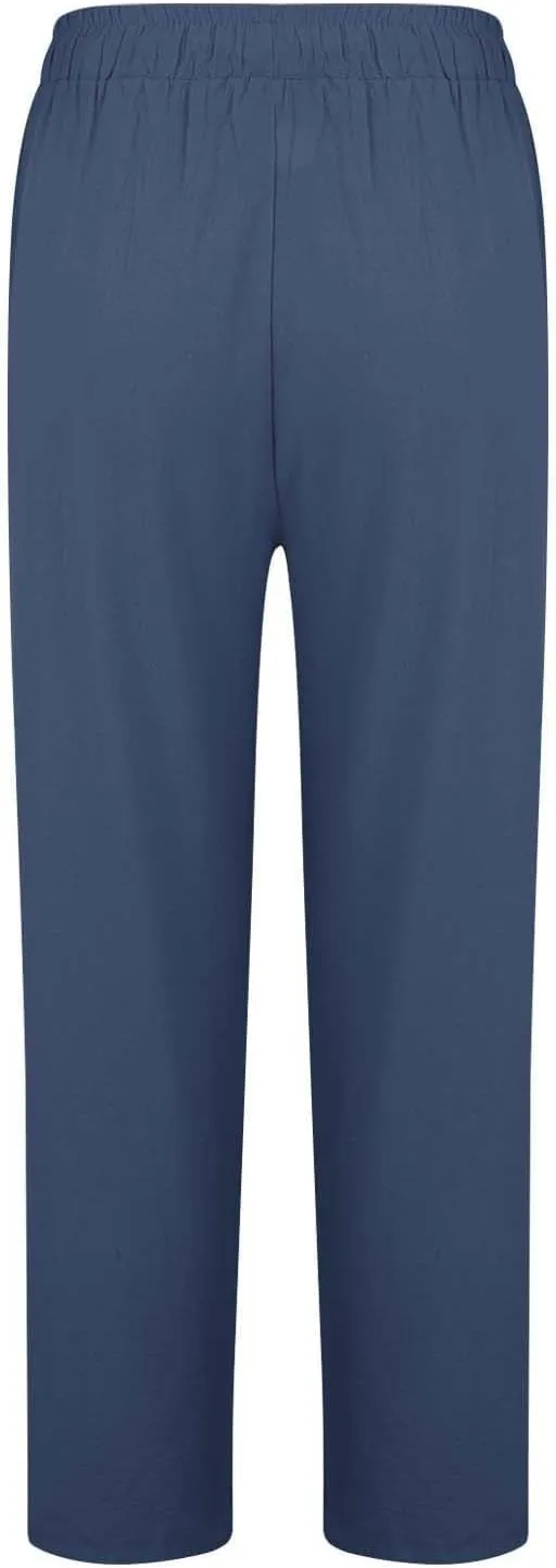 Women Linen Palazzo Pants Wide Leg,High Waist Casual Lounge Pant with Pockets Trendy Plus Size Loose Trousers Pants