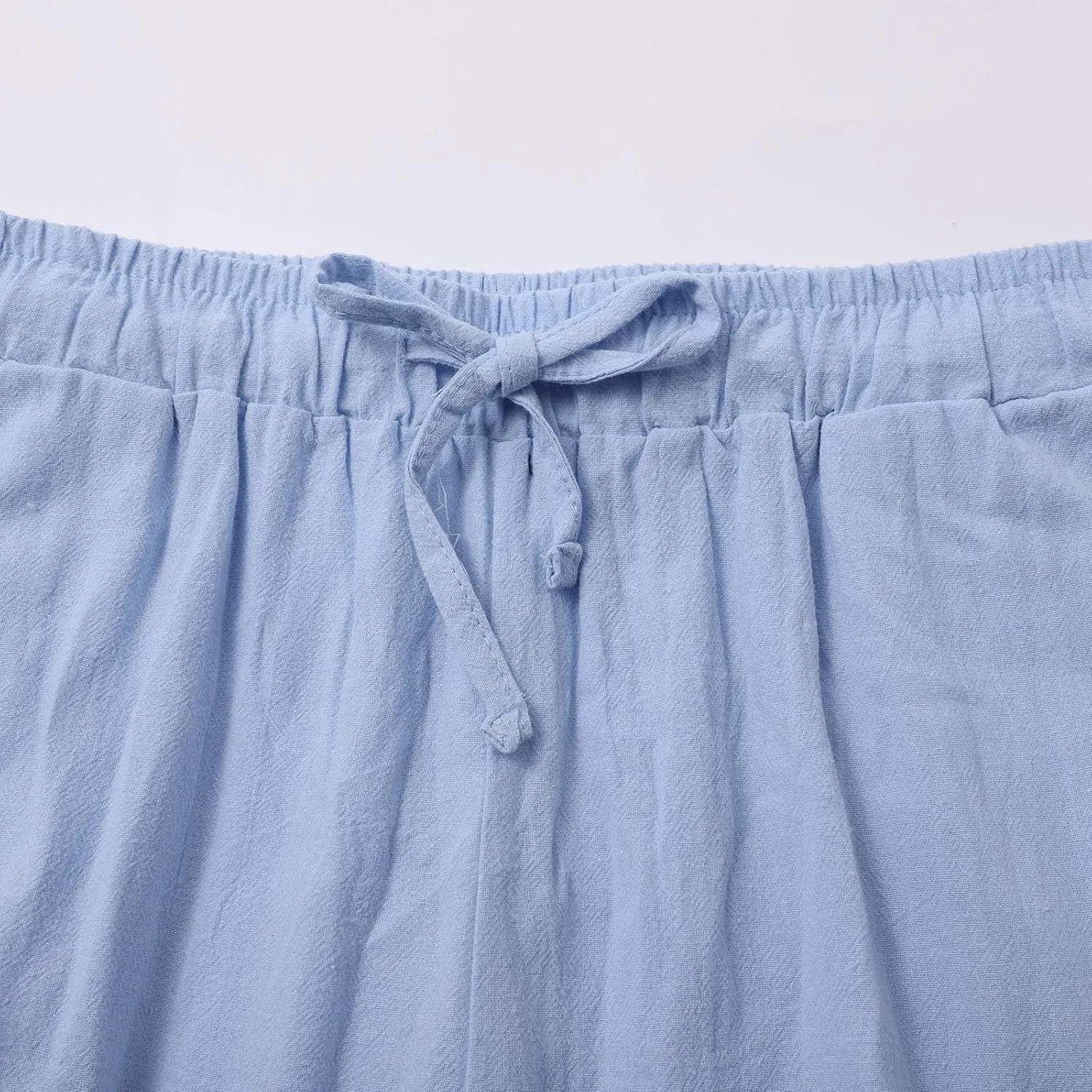 Women Linen Palazzo Pants Wide Leg,High Waist Casual Lounge Pant with Pockets Trendy Plus Size Loose Trousers Pants