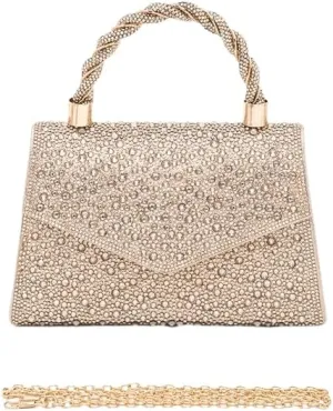 Women Luxury Rhinestone Top Handle Clutch Bag  Elegant Evening Handbag with Shoulder Chain for Weddings, Parties