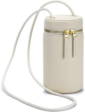 Women Mini Bucket Small Cylinder-shaped Crossbody Cowhide Leather Shoulder Cell Phone Saddle