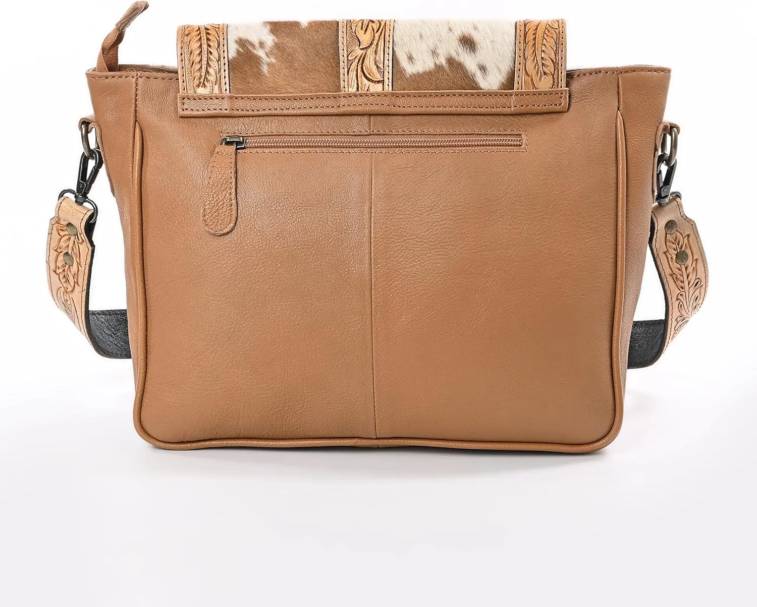 Women Natural Cowhide Leather Hand Bag With Adjustable Detachable Strap