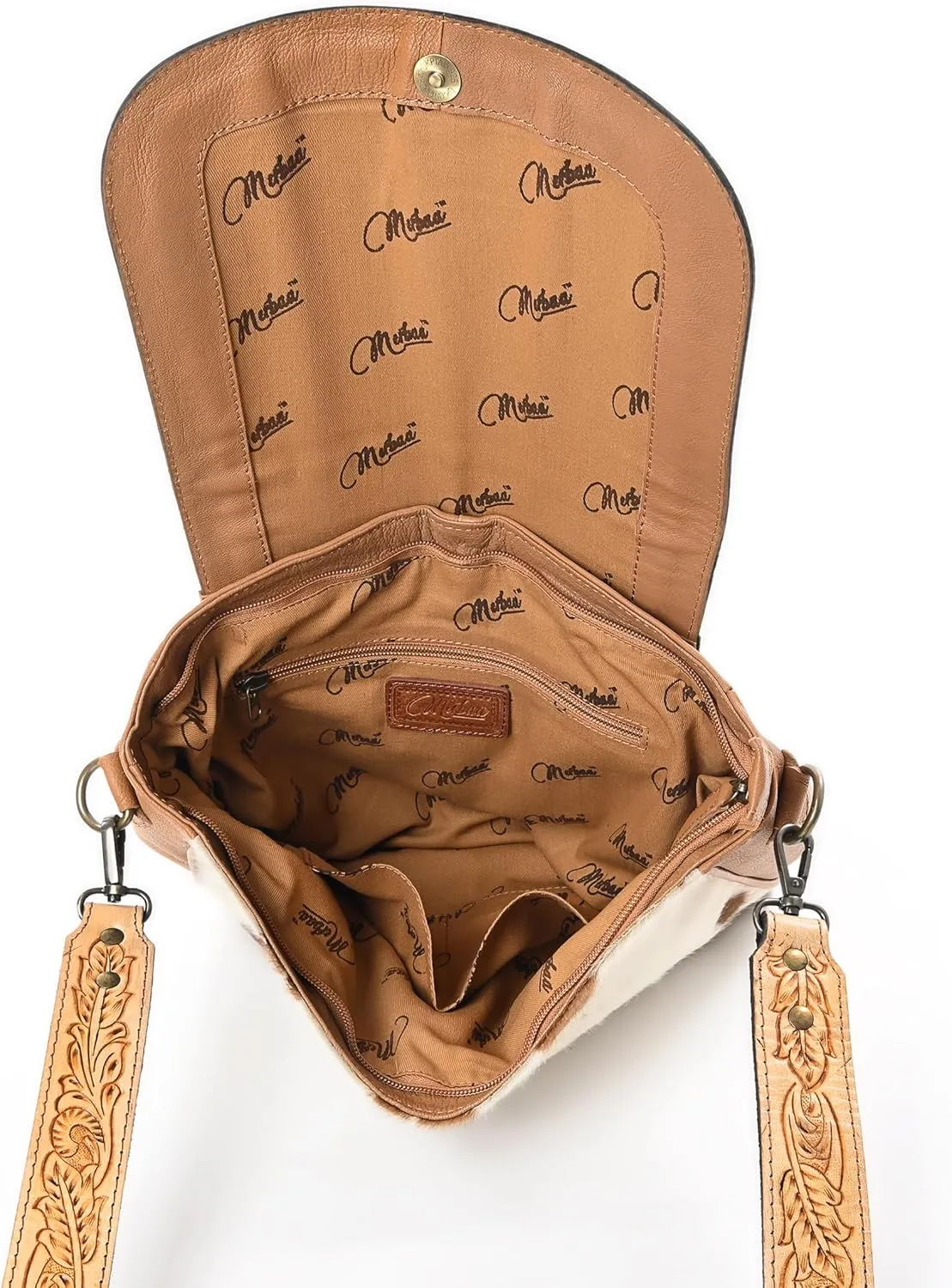 Women Natural Cowhide Leather Hand Bag With Adjustable Detachable Strap