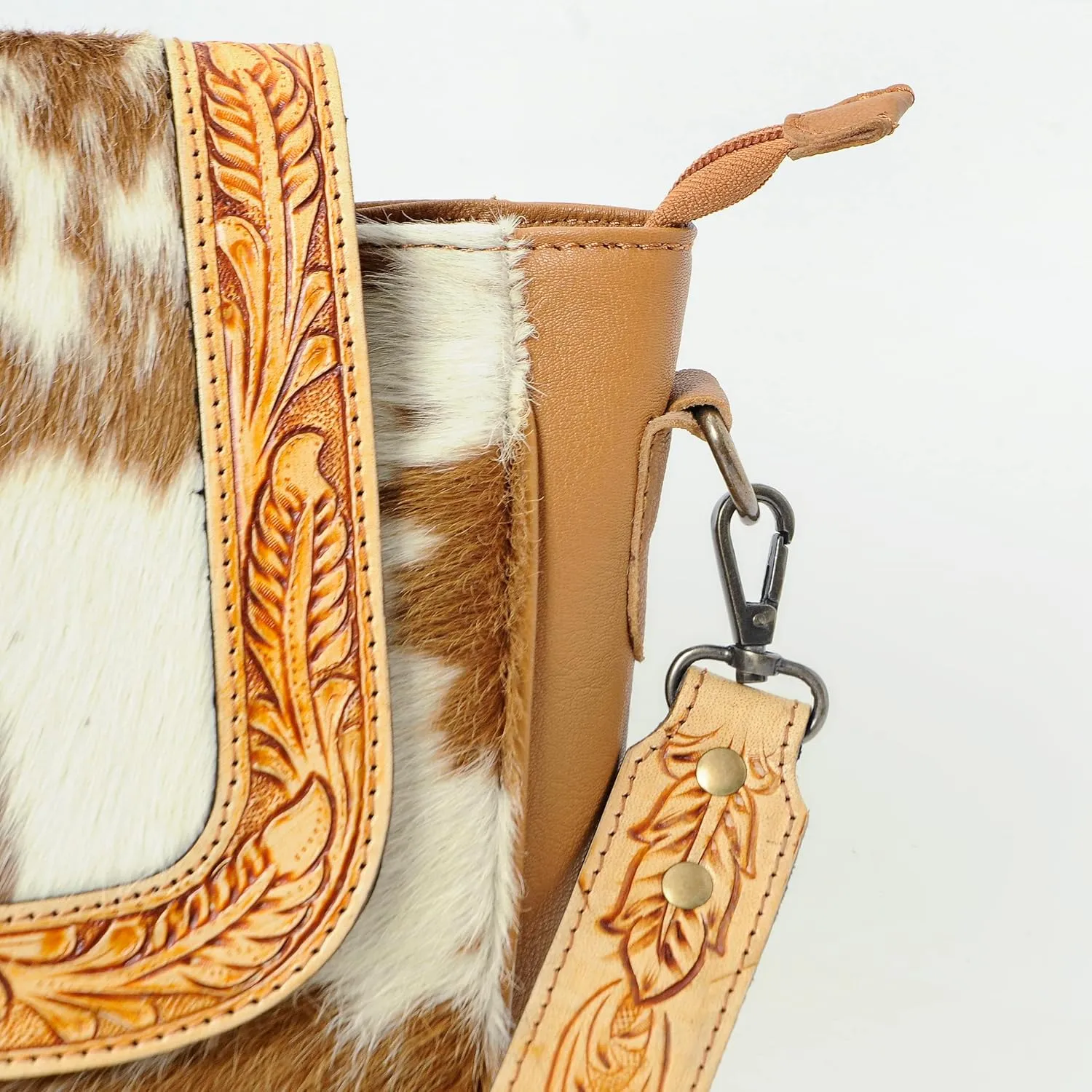 Women Natural Cowhide Leather Hand Bag With Adjustable Detachable Strap