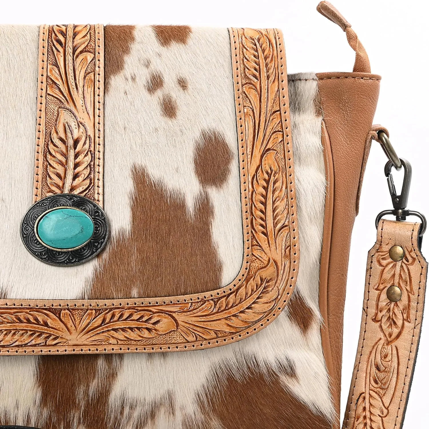Women Natural Cowhide Leather Hand Bag With Adjustable Detachable Strap