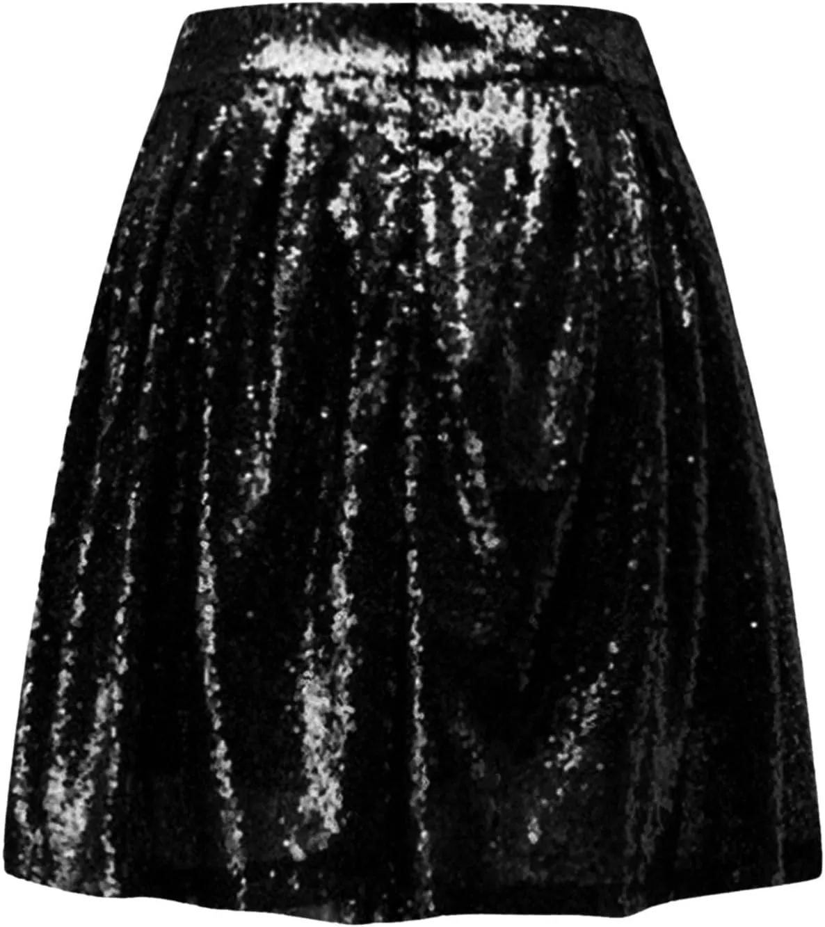 Women Sequin Pleated Midi Skirt Sparkly Cute High Waist Shiny Glitter Short Skirts Night Out Club Party Skirts