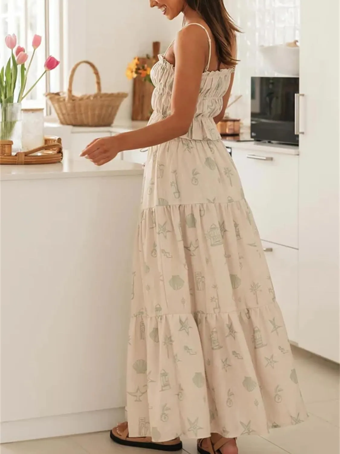 Women Summer 2 Piece Maxi Skirt Sets Y2k Halter Tie Up Backless Tops Ruffle Ruched Long Skirt Beach Vacation Outfit