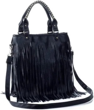 Women Tassel Fringe Shoulder Big Tote Bags Messenger Handbag Hobo Cross Body