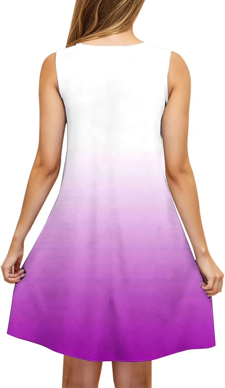 Women Tie Dye Tank Dresses for Summer Sleeveless Round Neck Midi Casual Dress with Pocket Beach Holiday Outfits