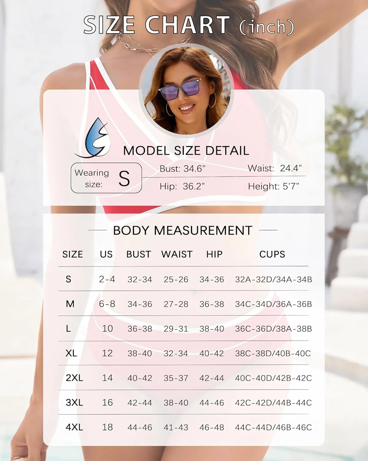Women Two Piece Swimsuit Push Up Bikini Sets Full Coverage Bathing Suit V Neck Color Block Swim Suit 2025