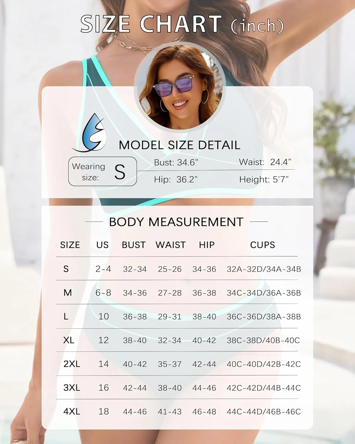 Women Two Piece Swimsuit Push Up Bikini Sets Full Coverage Bathing Suit V Neck Color Block Swim Suit 2025