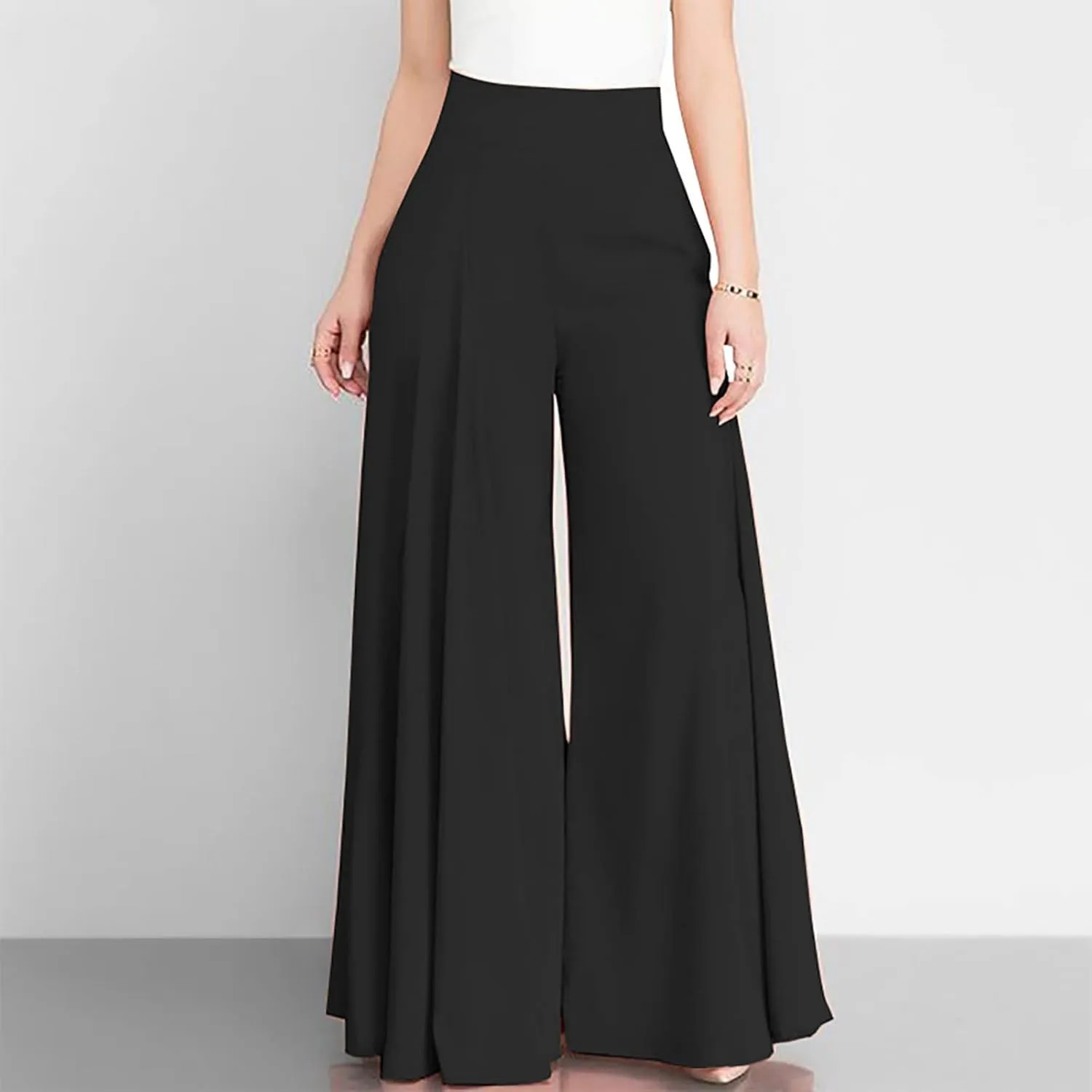 Women Wide Leg Long Pants Loose Sweatpants Elastic High Waist Trousers Casual Flowy Pants Casual Palazzo Trouser Pants