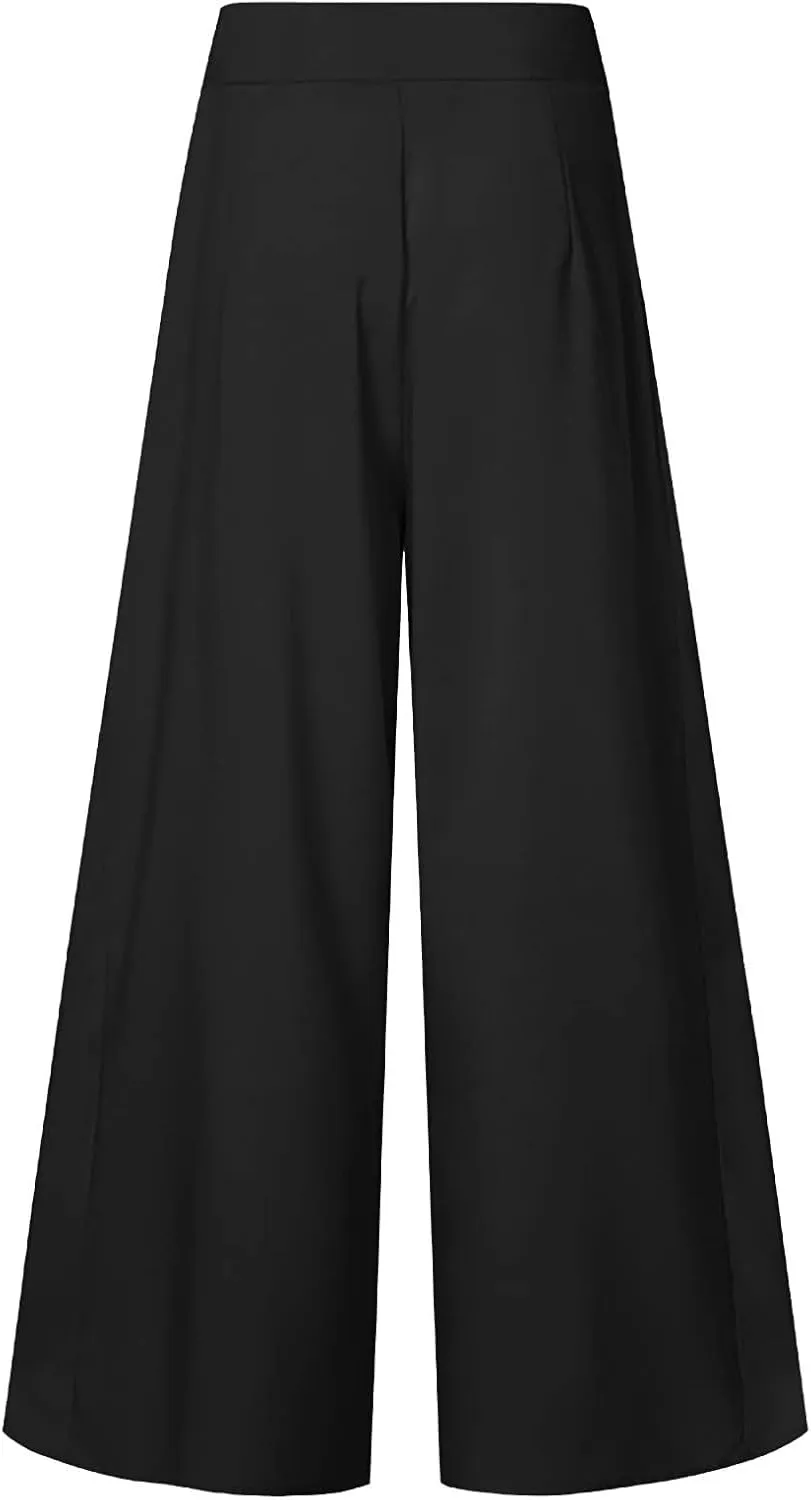 Women Wide Leg Long Pants Loose Sweatpants Elastic High Waist Trousers Casual Flowy Pants Casual Palazzo Trouser Pants