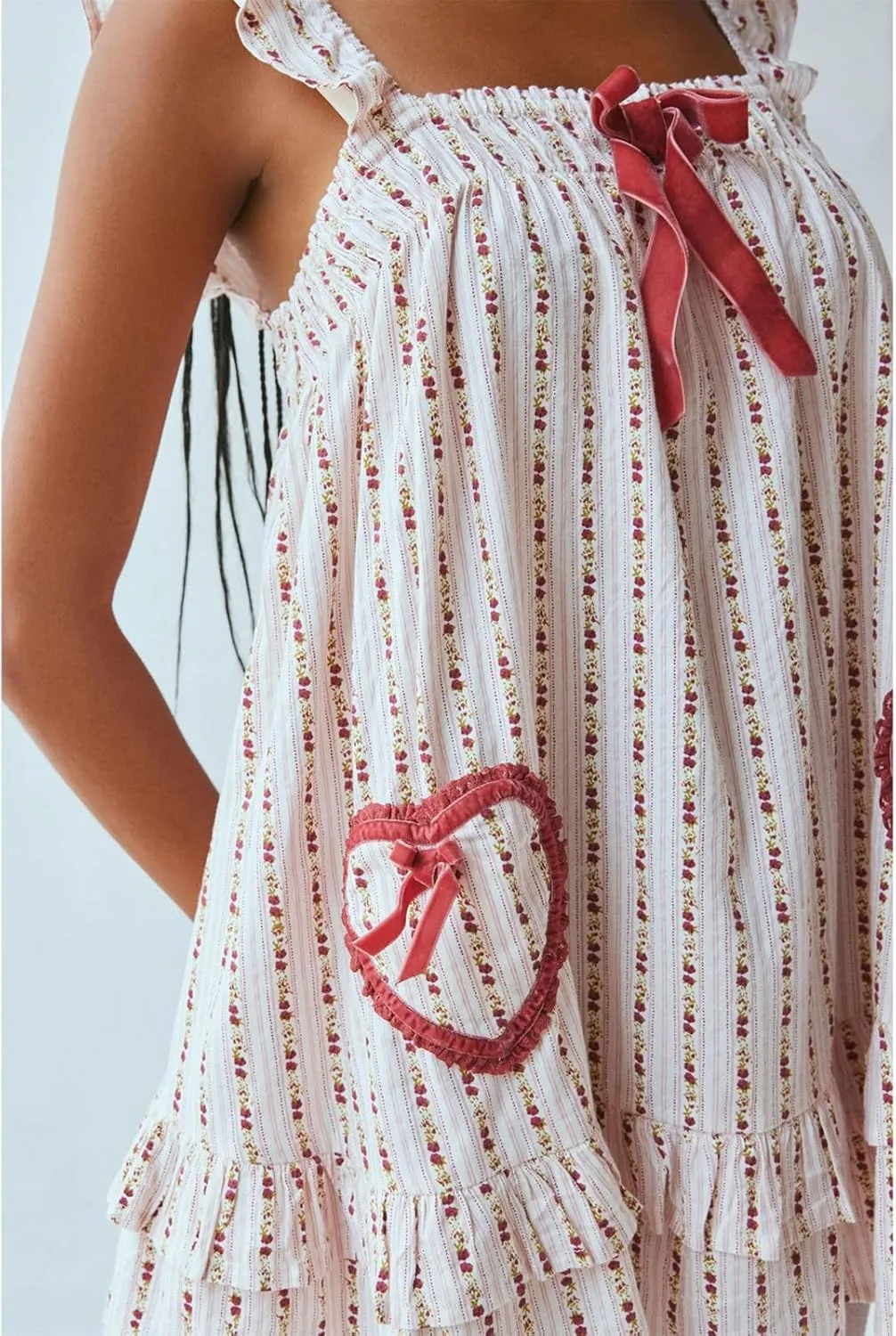 Women Y2K Gingham Mini Dress Cute Fly Sleeve Bow Front Floral Printed Loose Fit Ruffle Babydoll Short Dress Summer
