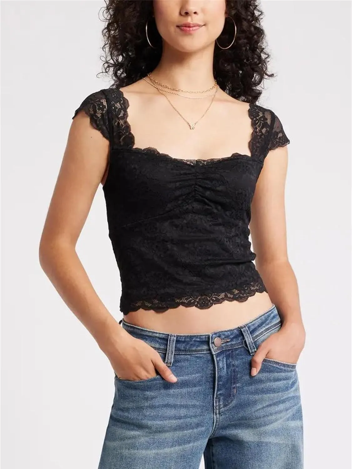 Women Y2k Lace Trim Tank Tops Cute Floral Lace LowCut Ruffle Going Out Camisole Summer Fairycore Coquette Streetwear