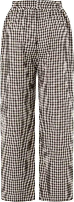 Women Y2K Plaid Wide Leg Pants High Waist Elastic Waist Baggy Casual Pants Loose Trousers Trendy Sweatpants Bottoms