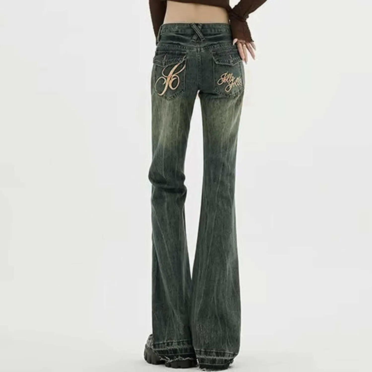 Women's Baggy Jeans Girls Vintage Streetwear Pants Aesthetic Clothing Ripped Baggy High Waisted Trousers with Pockets