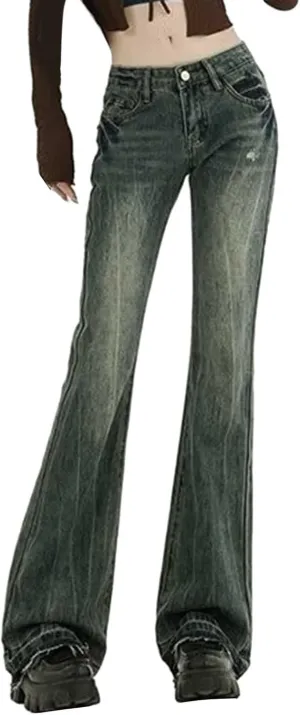 Women's Baggy Jeans Girls Vintage Streetwear Pants Aesthetic Clothing Ripped Baggy High Waisted Trousers with Pockets