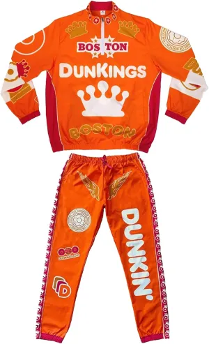 Women's Ben Affleck Dunkings 2 Piece Outfits Orange Tracksuit Pullover Sweatshirt Sweatpants Costume