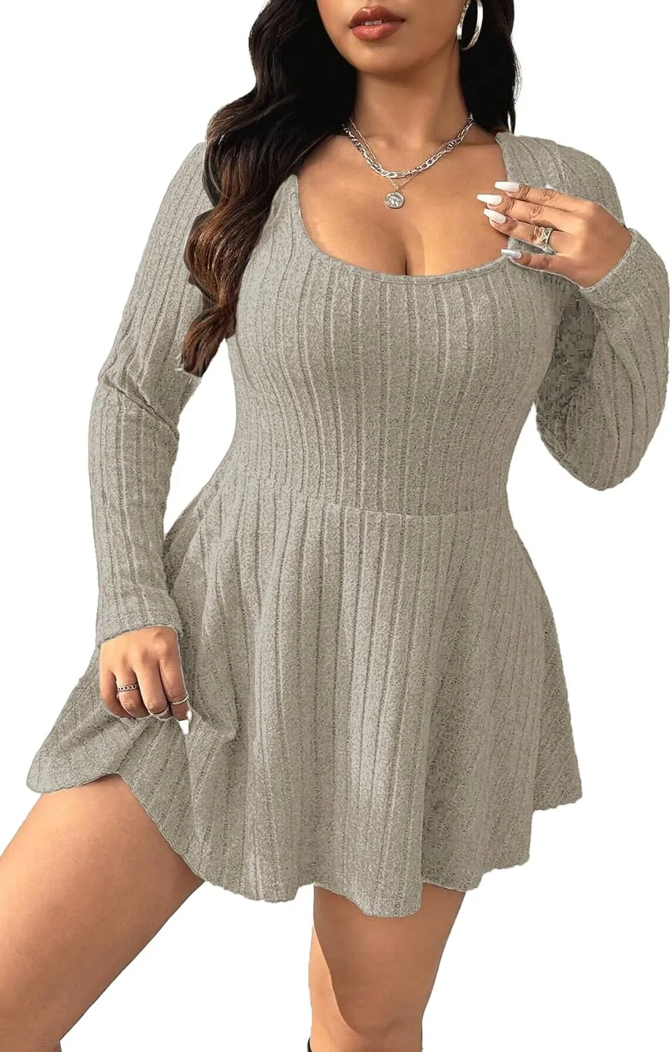 Women's Black Ribbed Knit Off-Shoulder Sweater Dress Have Pockets Casual Sportswear
