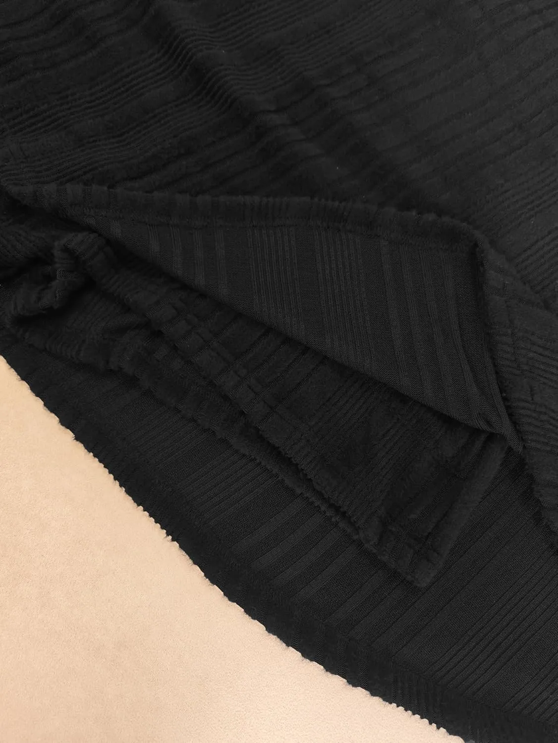 Women's Black Ribbed Knit Off-Shoulder Sweater Dress Have Pockets Casual Sportswear