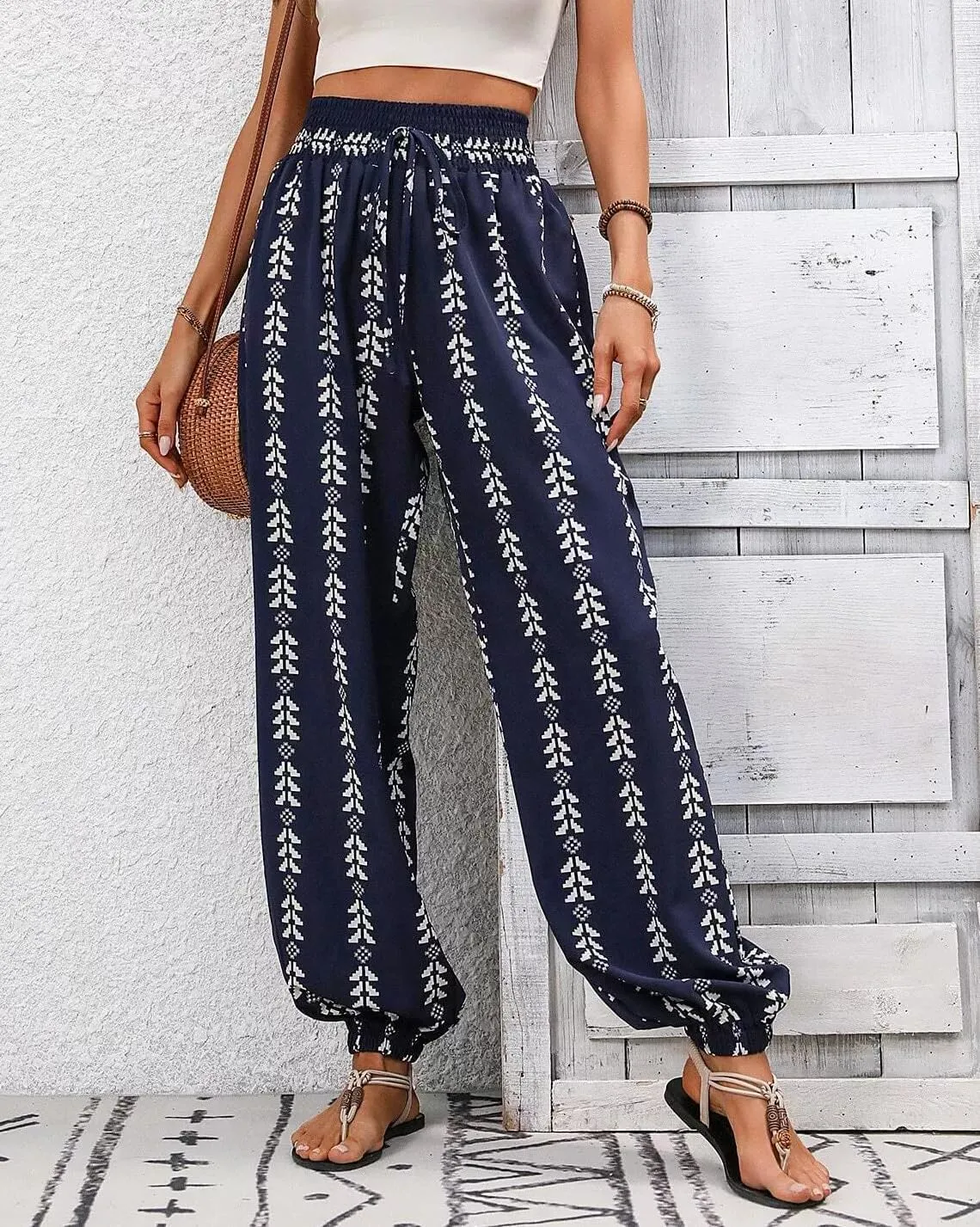 Women's Casual Harem Pants High Waist Loose Baggy Boho Palazzo Hippie Yoga Trouser
