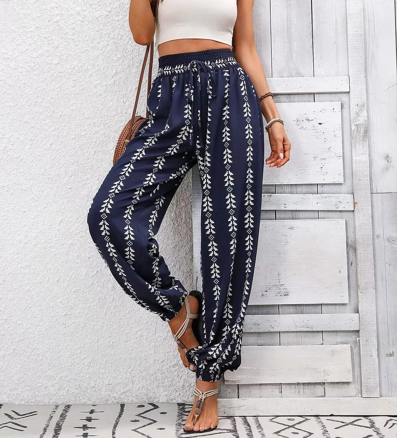 Women's Casual Harem Pants High Waist Loose Baggy Boho Palazzo Hippie Yoga Trouser